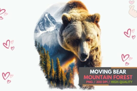 Download Walking Bear Double Exposure Wildlife - Wild Collection