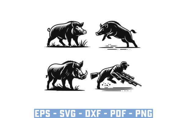 Download Wild Boar Hunter Pig Silhouette Bundle - Wild Collection