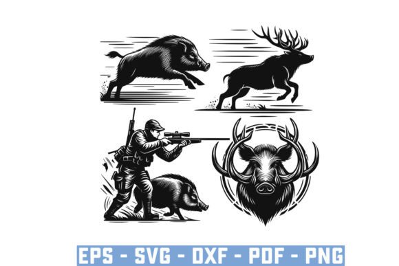 Download Wild Boar Hunter Pig Silhouette Bundle - Wild Collection