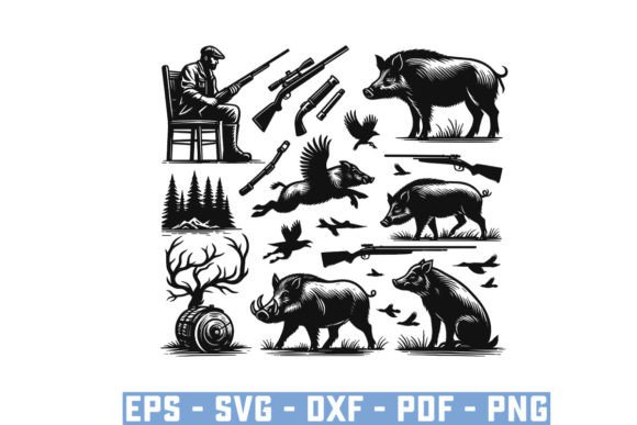 Download Wild Boar Hunter Pig Silhouette Bundle - Wild Collection